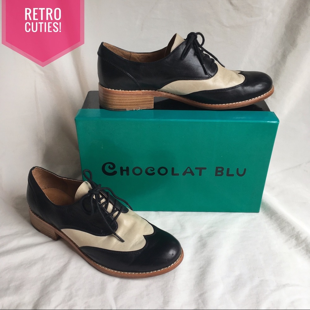 Chocolat Blu Saddle Shoes (Black/Ivory, 8.5)